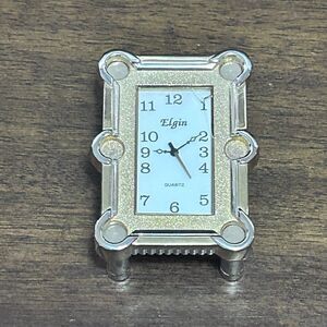 Elgin Clock Miniature Pool Table Billiards Analog Quartz Gold Tone Desk